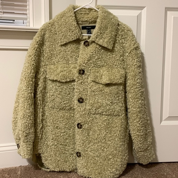Green faux shearling jacket from Forever 21 - Picture 1 of 5